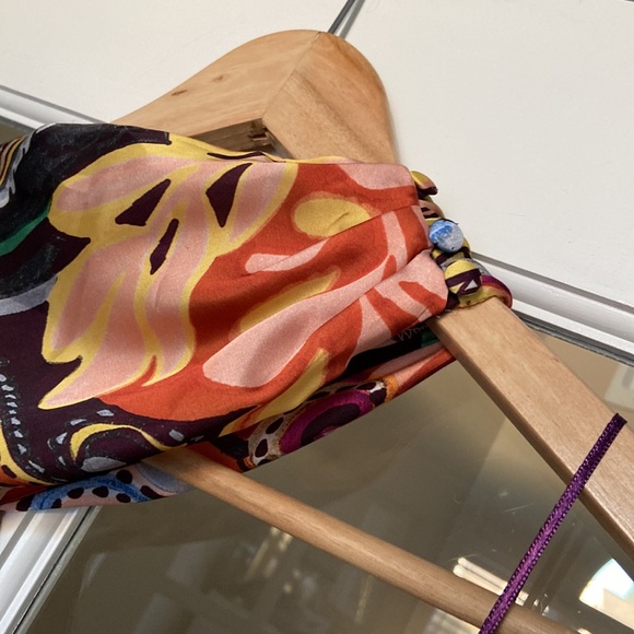 NWT ZARA Asymmetric Sleeve Side Slit Tropical Print Dress Blogger Favorite Small - Picture 8 of 10